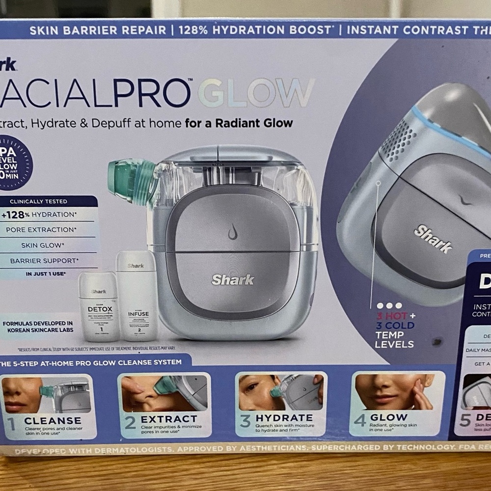 Shark FacialPro Glow Skincare Tool - Silver and Blue